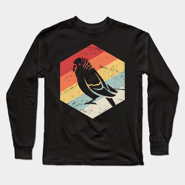 Retro Vintage Parakeet Budgie Parrot Bird Icon Long Sleeve T-Shirt by MeatMan